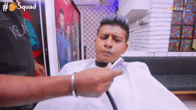 Man Getting Haircut By Barber With #Squad GIF