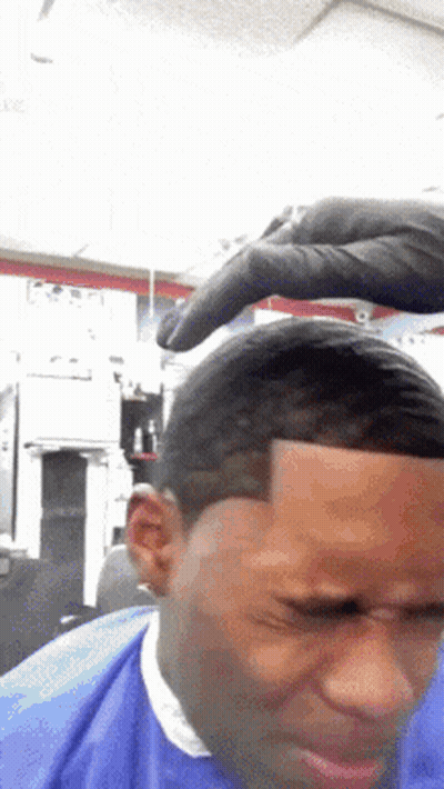 Man Getting Haircut From Barber GIF