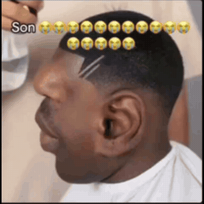 Man Getting Haircut With Emojis On Head GIF