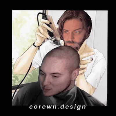 Man Getting Head Shaved With Corewn.Design