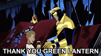 Man Giving Child Drink Thank You Green Lantern GIF