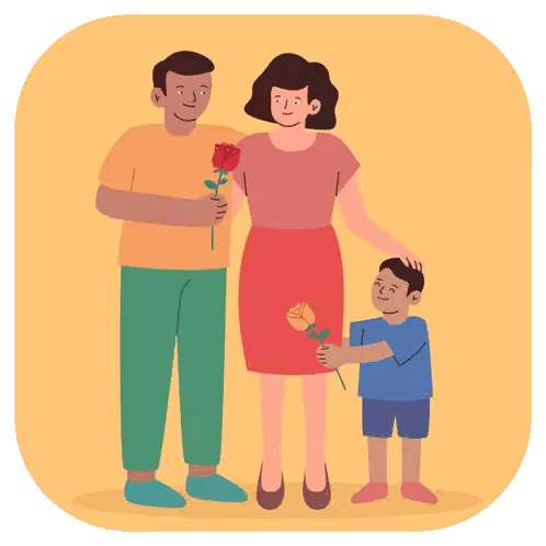 Man Giving Rose To Woman And Boy Sticker