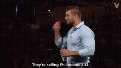 Man Giving Speech Selling Philippians 4:13 GIF