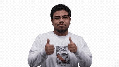 Man Giving Two Thumbs Up Shirt Says 100 Things GIF