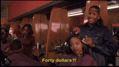 Man Giving Woman Haircut Says Forty Dollars GIF