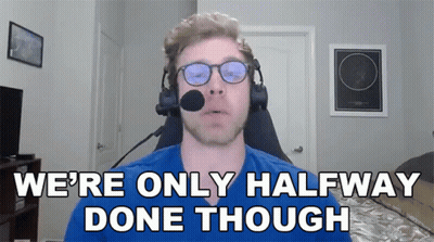Man Glasses Headphones Saying We're Only Halfway Done Though GIF