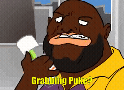 Man Grabbing Puke GIF