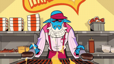 Man Grilling Burgers In Restaurant GIF