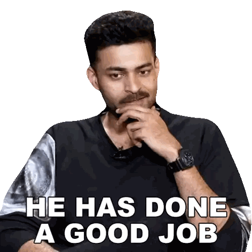 Man Hand On Chin Saying He Has Done A Good Job Sticker
