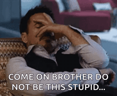Man Hand On Forehead Saying Come On Brother GIF