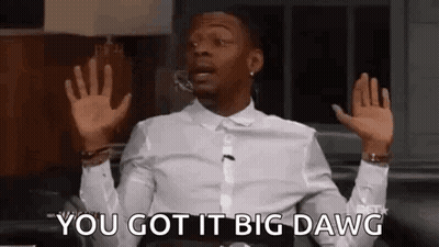 Man Hands Up Saying You Got It Big Dawg GIF