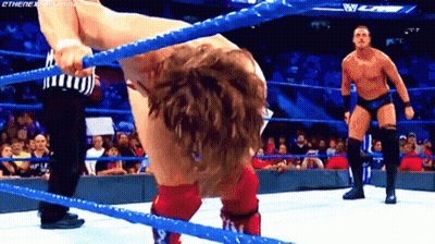 Man Handstand Wrestling Ring Another Watches GIF