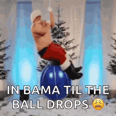 Man Hanging From Rope In Bama Til The Ball Drops GIF