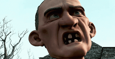 Man Head Statue With Big Mouth GIF