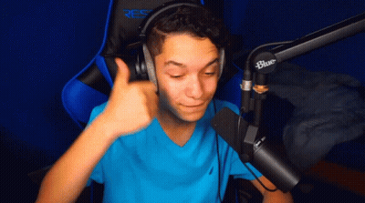 Man Headphones Blue Shirt Thumbs Up GIF