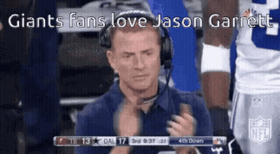 Man Headphones Clapping Giants Fans Love Jason Garrett GIF