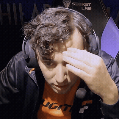 Man Headphones Hand On Forehead Secret Lab Logo GIF