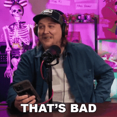 Man Headphones Hat Holding Phone Saying That's Bad GIF