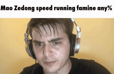 Man Headphones Mao Zedong Speed Running Famine Any % GIF