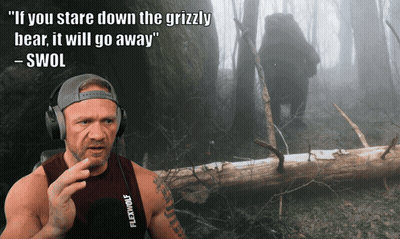 Man Headphones Stare Down Grizzly Bear Swol GIF