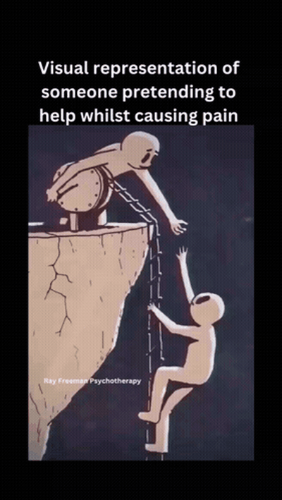 Man Helping Another Man Climb Ladder GIF