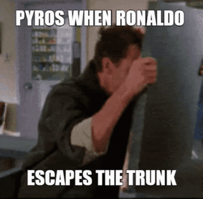 Man Hiding Behind Wall Pyros When Ronaldo Escapes Trunk GIF