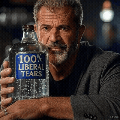 Man Holding 100% Liberal Tears Bottle GIF