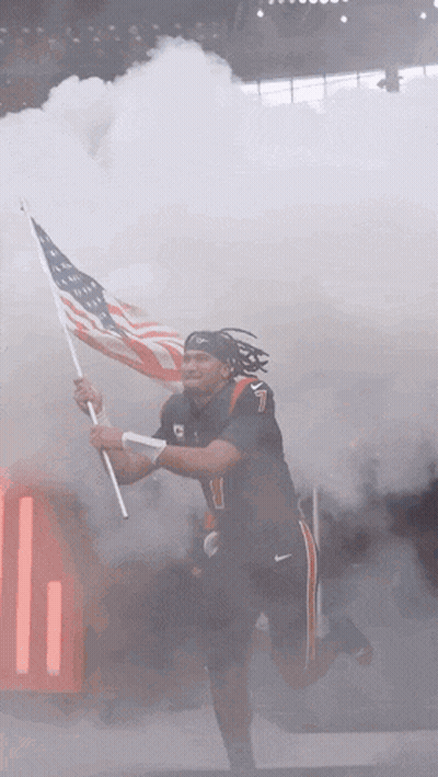 Man Holding American Flag In Stadium GIF