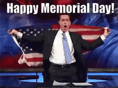 Man Holding American Flag With Happy Memorial Day GIF