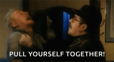 Man Holding Another Man Saying Pull Yourself Together GIF