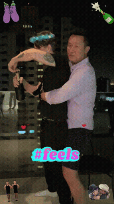 Man Holding Another Man With Champagne #Feels GIF