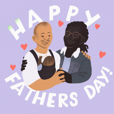 Man Holding Baby Saying Happy Fathers Day GIF