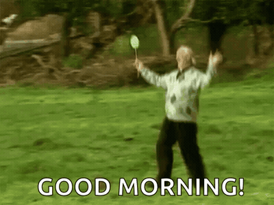 Man Holding Badminton Racket Saying Good Morning GIF