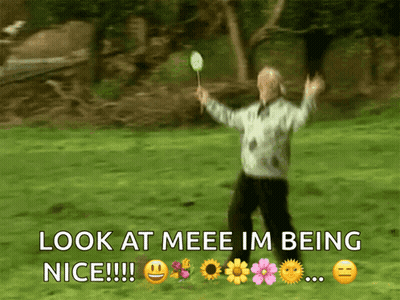 Man Holding Badminton Racket Says Look At Mee Im Being Nice GIF