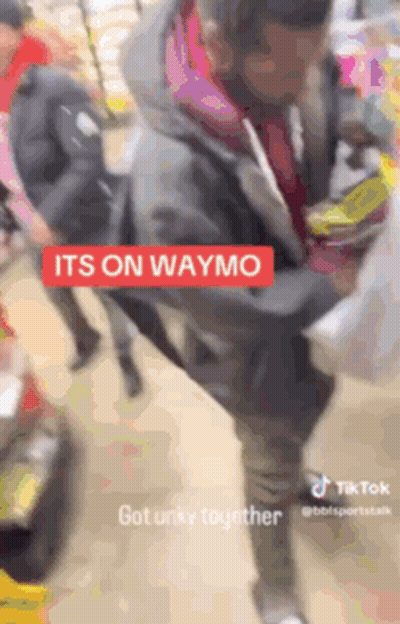 Man Holding Bag In Grocery Store Saying Its On Waymo GIF