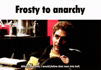 Man Holding Bag Of Chips Says Frosty To Anarchy GIF