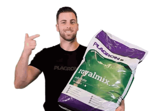 Man Holding Bag Of Plagrow Royalmix Fertilizer Sticker