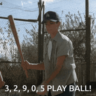 Man Holding Baseball Bat With Number 3 GIF