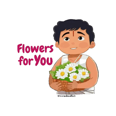 Man Holding Basket Of Flowers Sticker