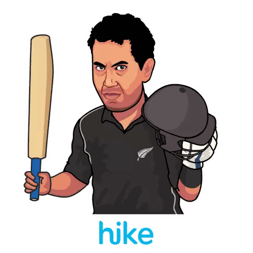 Man Holding Bat And Helmet With Hike Sticker