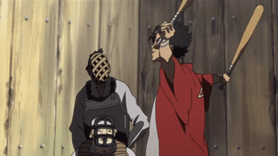 Man Holding Bat And Masked Man GIF