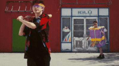 Man Holding Bat At Iglú Store GIF