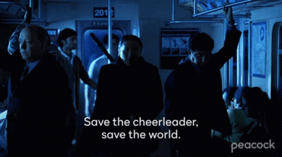 Man Holding Bat Save The Cheerleader Save The World GIF