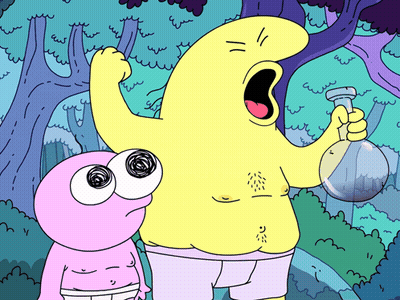 Man Holding Beaker And Man With Big Eyes GIF