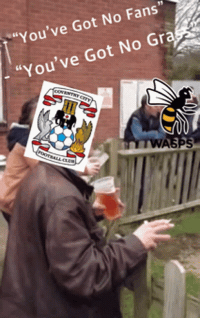 Man Holding Beer And Coventry City Sign GIF