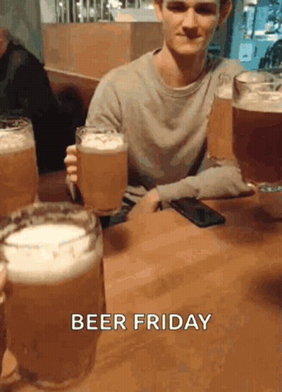 Man Holding Beer Saying Beer Friday GIF