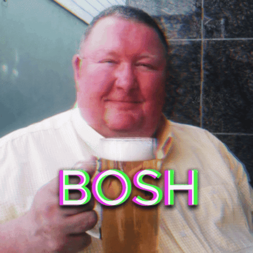 Man Holding Beer Saying Bosh GIF