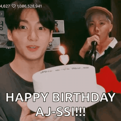 Man Holding Birthday Cake Saying Happy Birthday Aj-Ssi !!! GIF