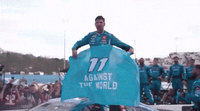 Man Holding Blue Flag 11 Against The World GIF