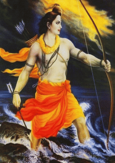 Man Holding Bow And Arrow In Water GIF